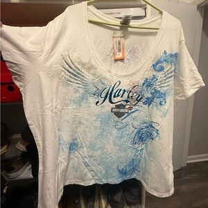 Harley-Davidson Devoted Angel Graphic Tee White Scoop Neck 3X Plus NWT